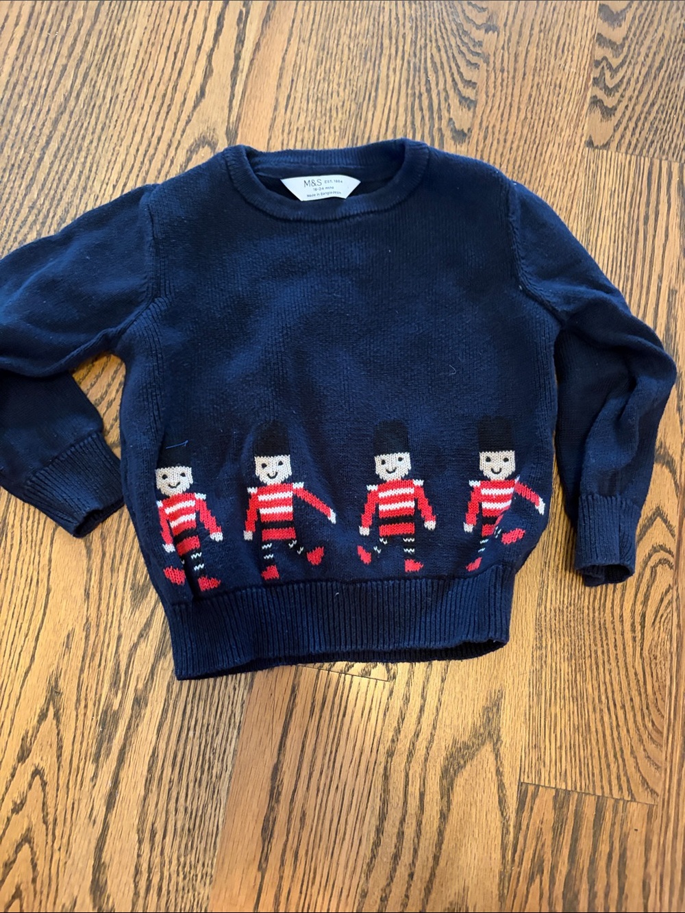 M&S Kids Navy Sweater with Nutcracker Christmas Motif
